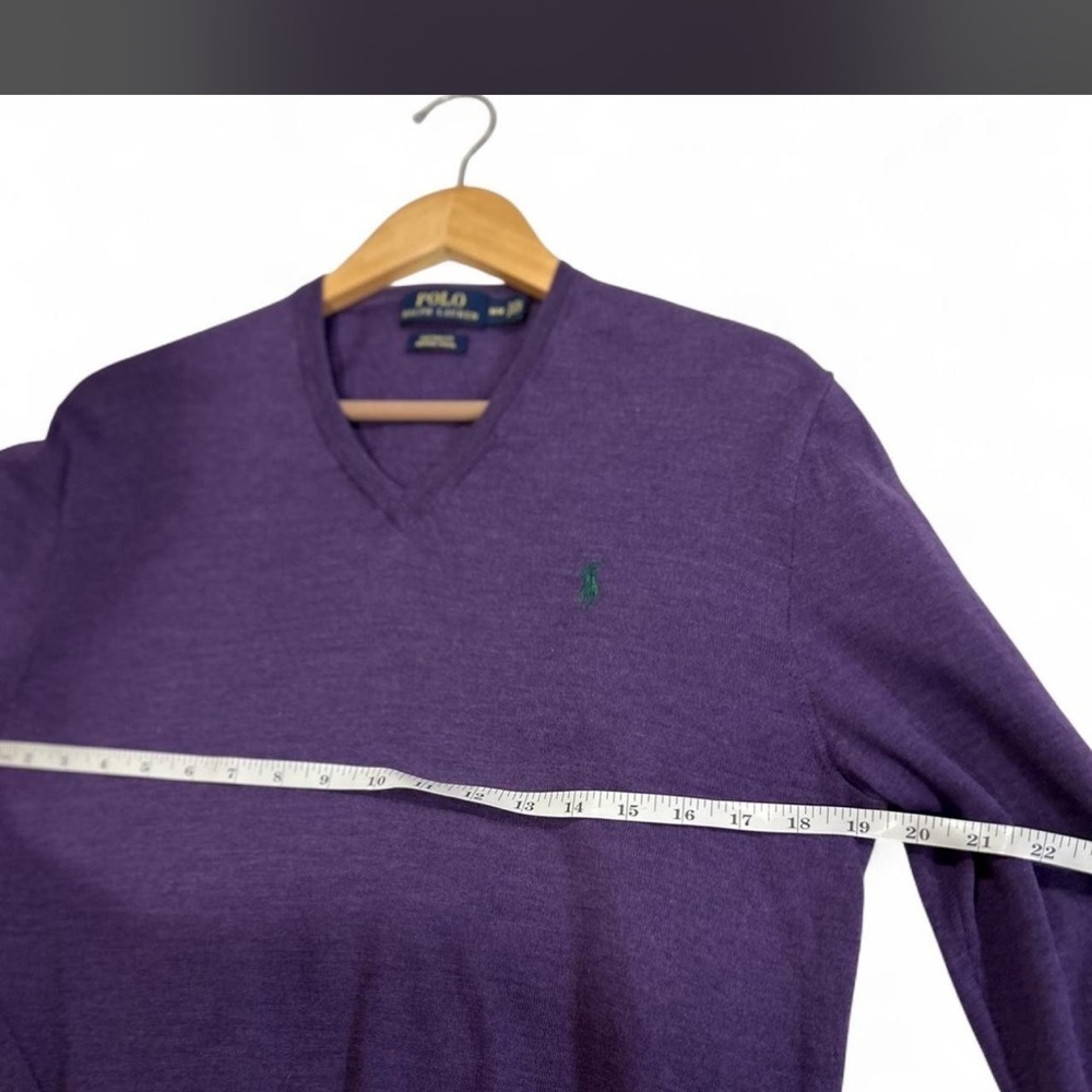 Polo Ralph Lauren Purple 100% Merino Wool Lightweight V-neck Sweater Medium - Picture 6 of 7
